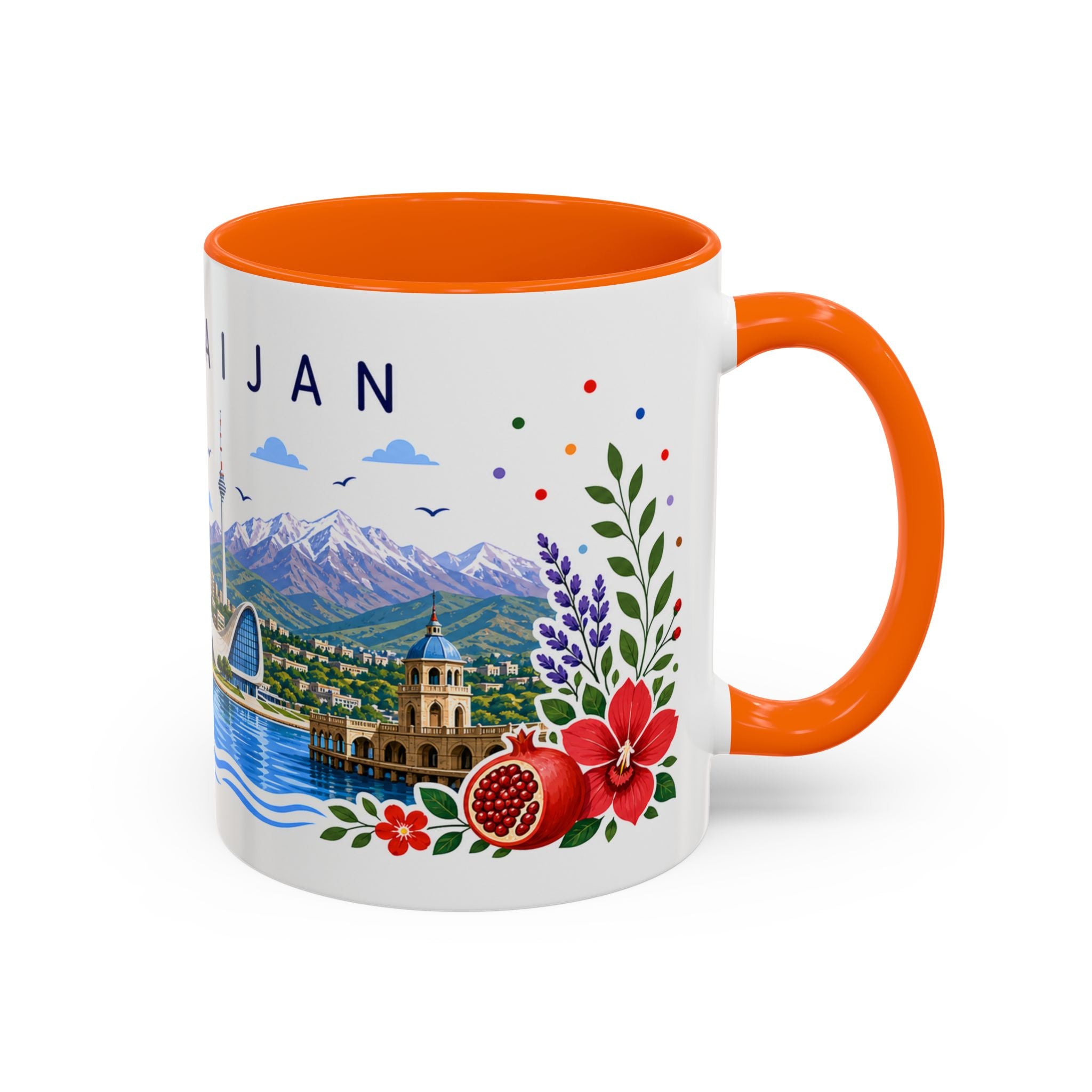 Azerbaijan Coffee Mug | Travel Souvenir Accent Mug | Place Gift Ceramic Cup 11oz 15oz