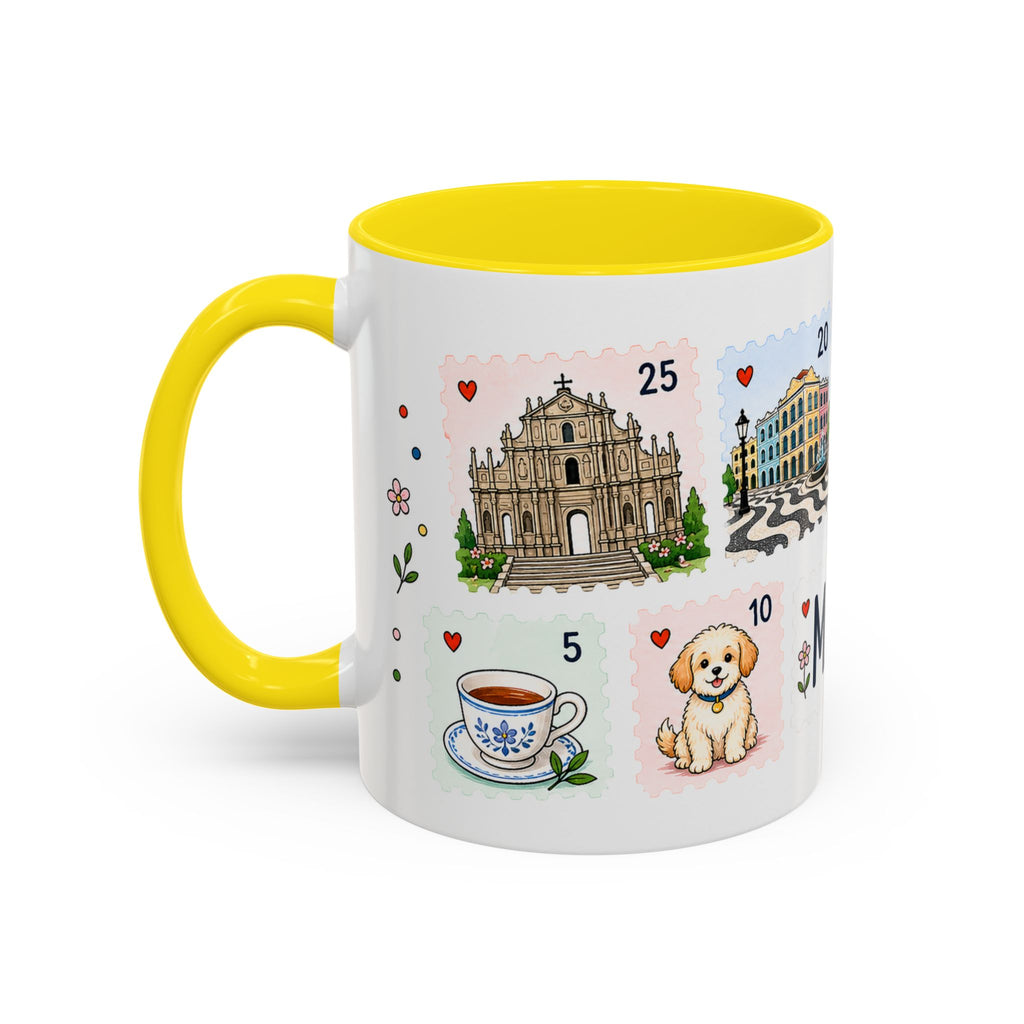 Macau Coffee Mug | Postage Stamp Collage Mug | Travel Souvenir Accent Cup 11oz 15oz