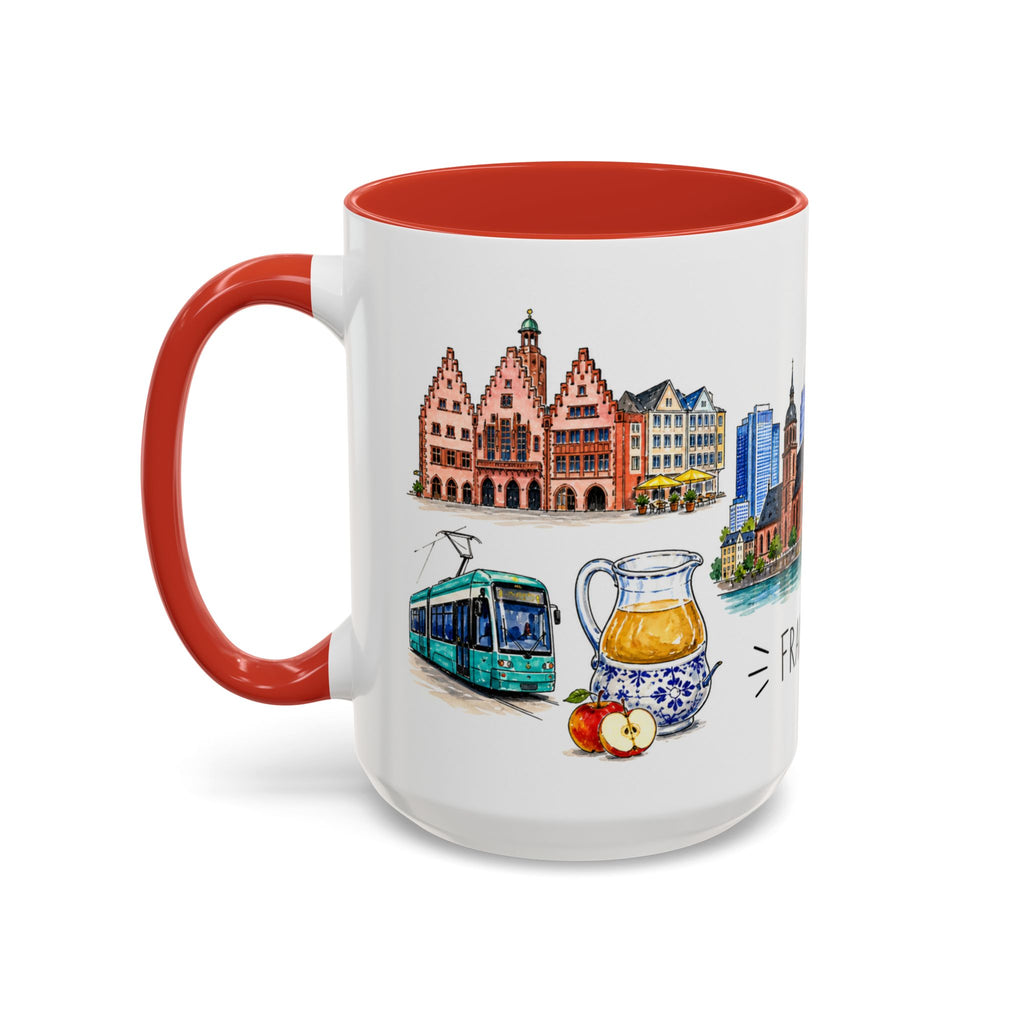 Frankfurt Illustrated Travel Mug | City Souvenir Accent Coffee Mug | 11oz 15oz Ceramic Cup