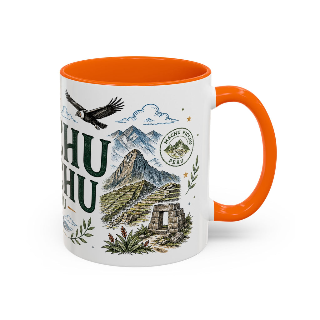 Machu Picchu Coffee Mug | Travel Destination Souvenir Gift | Accent Color Ceramic 11oz 15oz