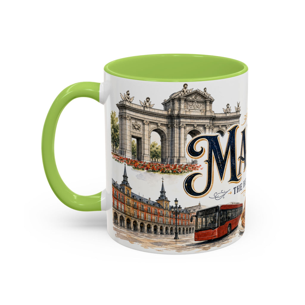 Madrid Coffee Mug | Spain Travel Souvenir | Vintage Illustrated City Gift | 11 oz 15 oz Accent Mug