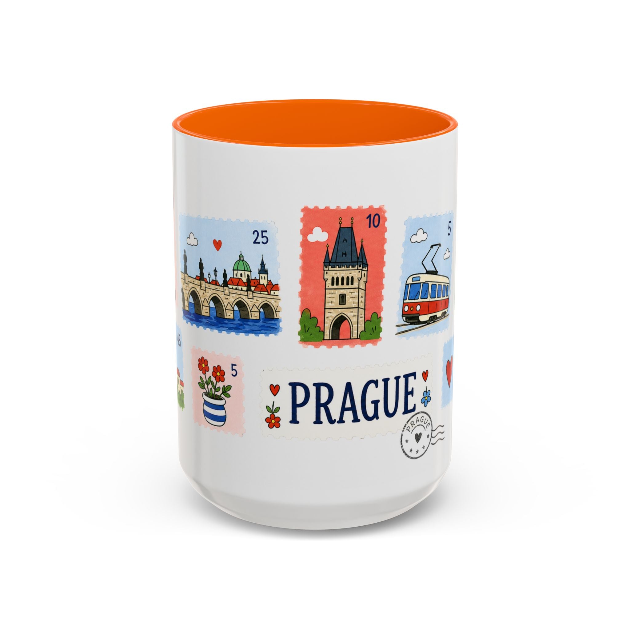 Prague Coffee Mug | Postage Stamp Collage Mug | Travel Souvenir Accent Cup 11oz 15oz