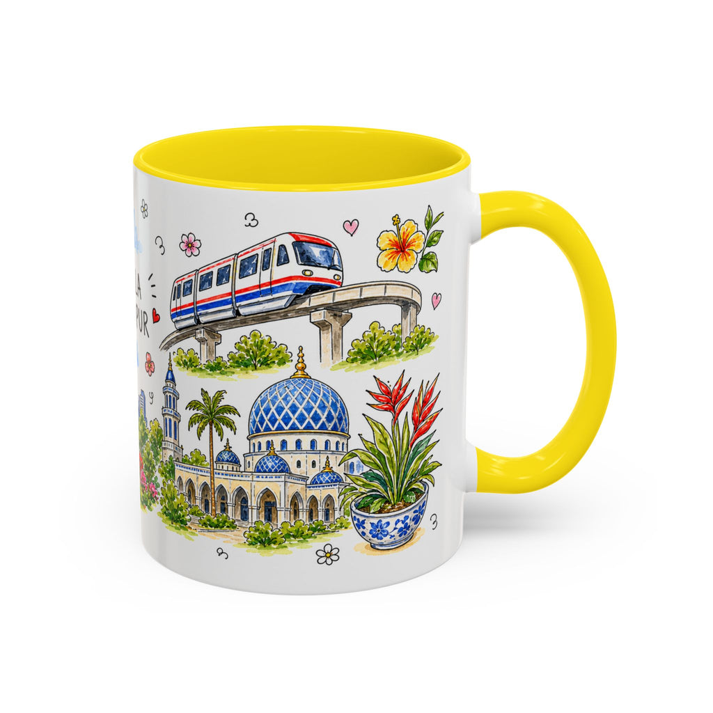 Kuala Lumpur Illustrated Travel Mug | City Souvenir Accent Coffee Mug | 11oz 15oz Ceramic Cup