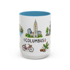 Columbus Illustrated Travel Mug | City Souvenir Accent Coffee Mug | 11oz 15oz Ceramic Cup