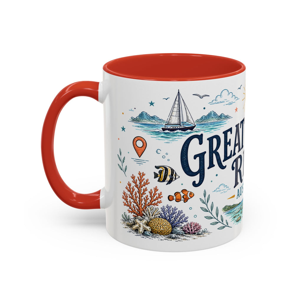 Great Barrier Reef Coffee Mug | Travel Destination Souvenir Gift | Accent Color Ceramic 11oz 15oz