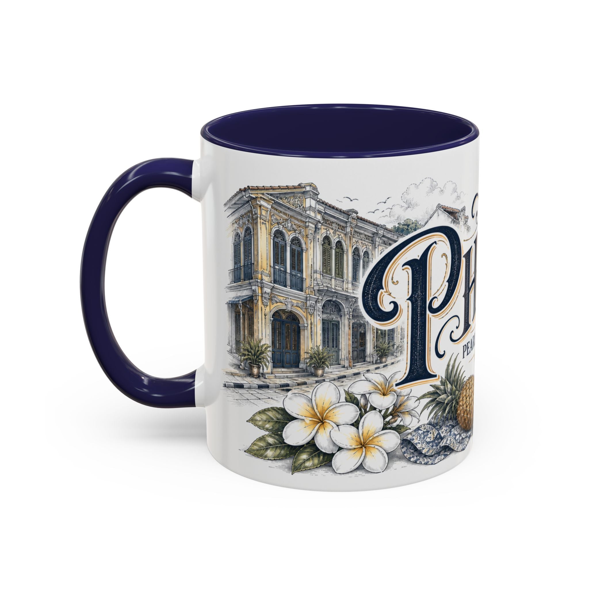 Phuket Coffee Mug | Thailand Travel Souvenir | Vintage Illustrated City Gift | 11 oz 15 oz Accent Mug