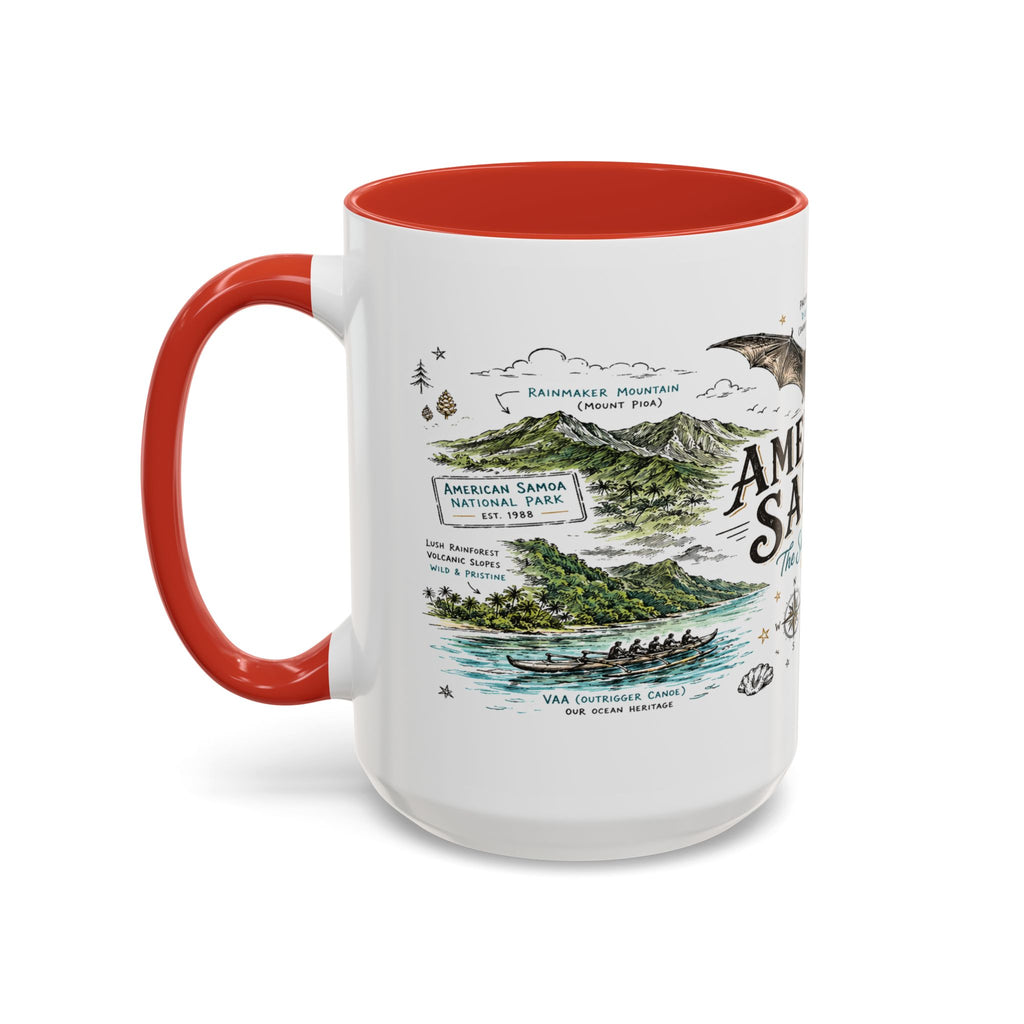 American Samoa National Park Coffee Mug | Pacific Island Rainforest Reef Gift | Accent Color Ceramic 11oz 15oz