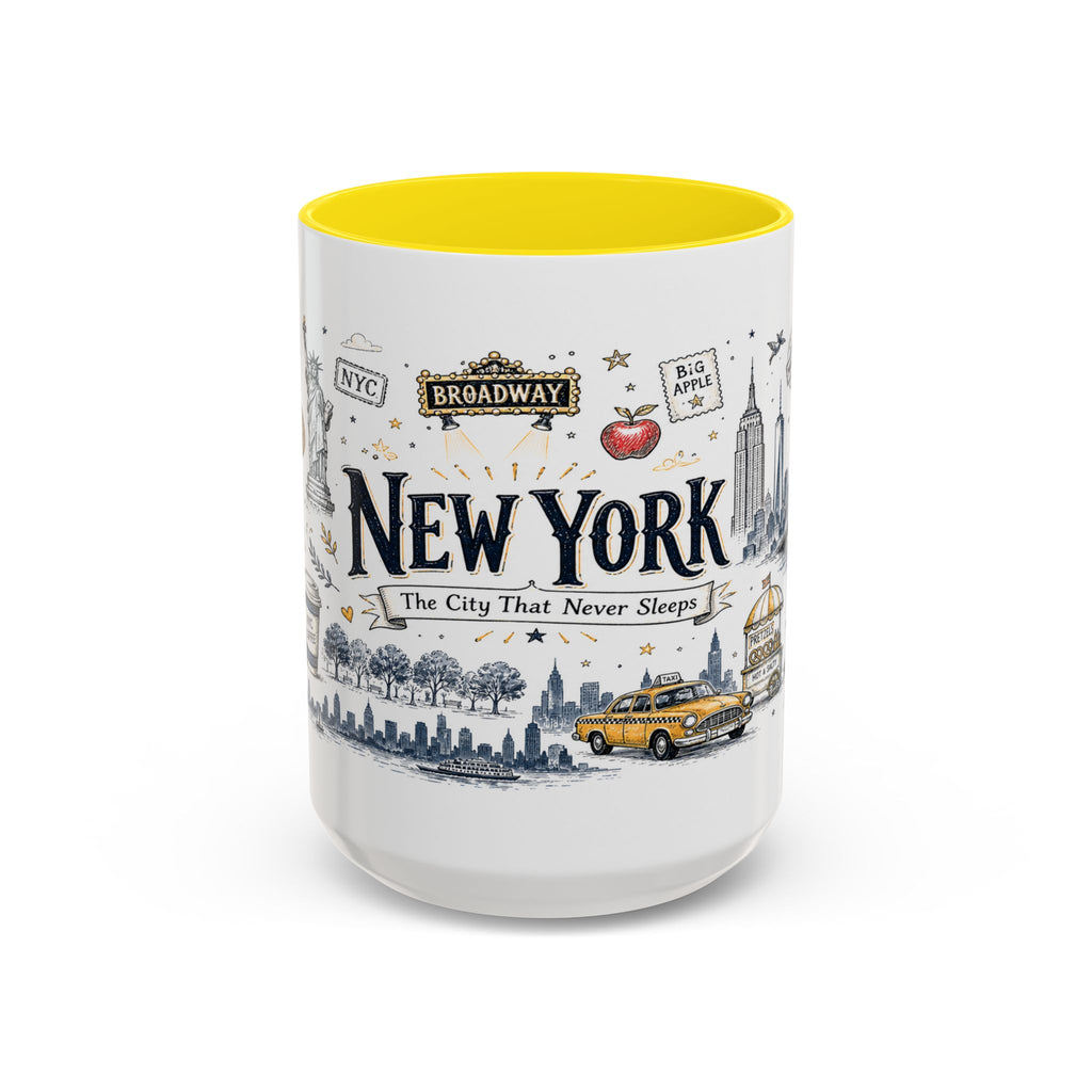 New York City Coffee Mug | New York Souvenir Travel Gift | Accent Color Ceramic 11oz 15oz