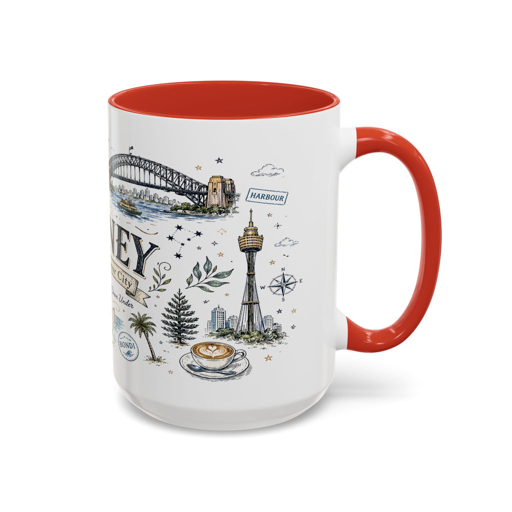 Sydney Coffee Mug | Australia Souvenir Travel Gift | Accent Color Ceramic 11oz 15oz