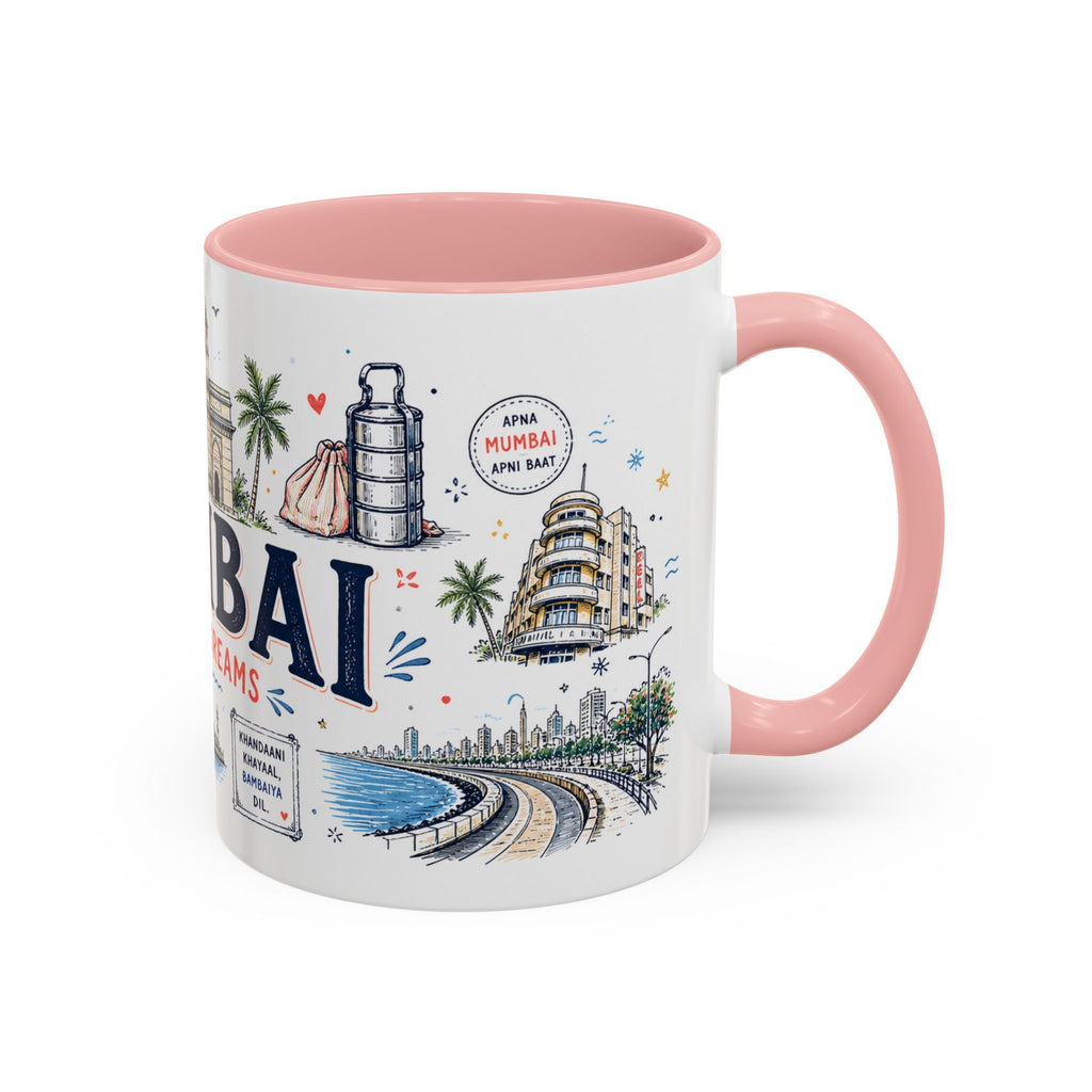 Mumbai Coffee Mug | India Souvenir Travel Gift | Accent Color Ceramic 11oz 15oz