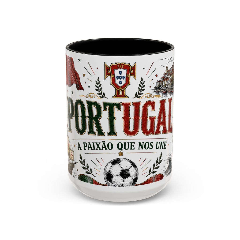Portugal Soccer Coffee Mug | World Cup Fan Gift | Accent Color Ceramic 11oz 15oz Match Day Cup
