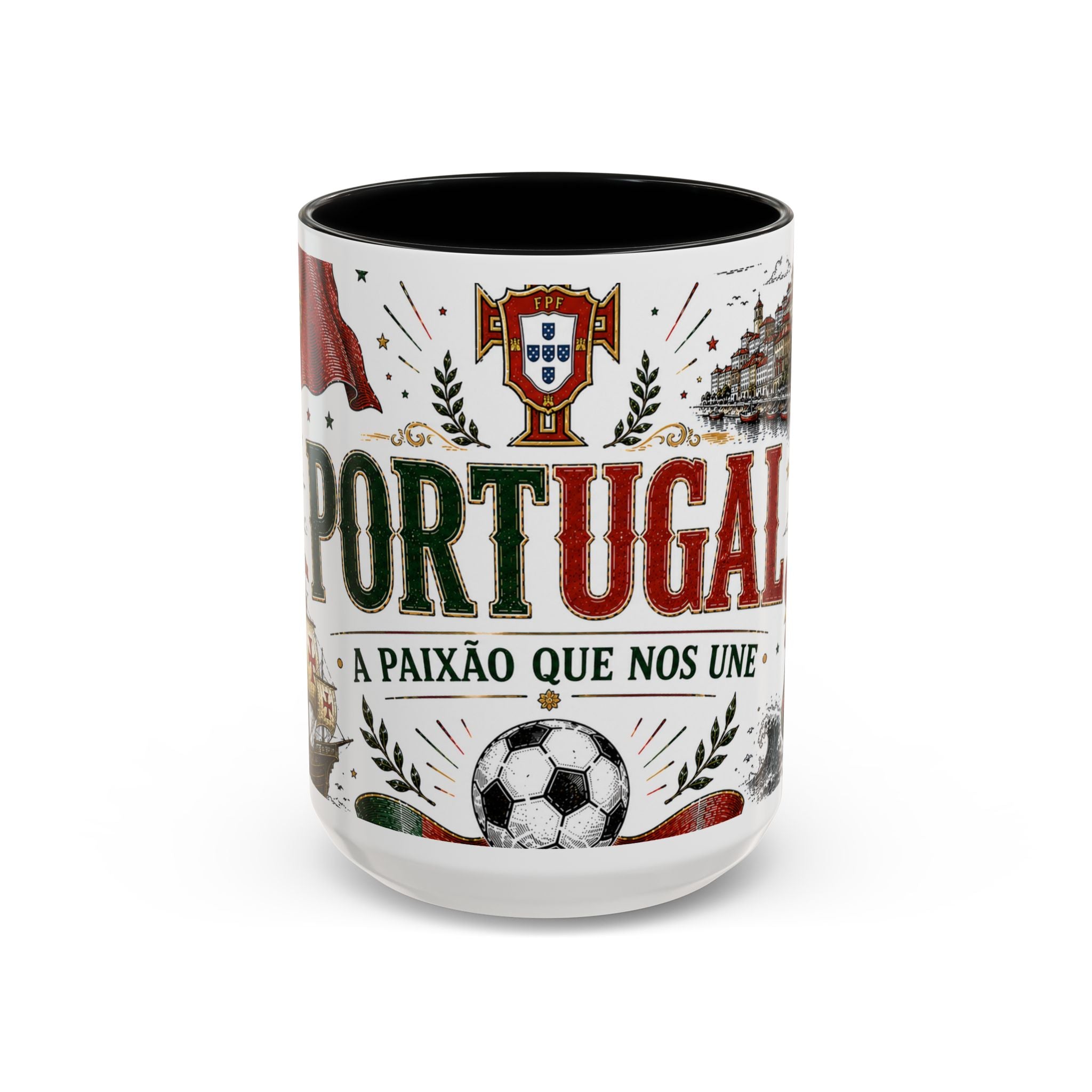 Portugal Soccer Coffee Mug | World Cup Fan Gift | Accent Color Ceramic 11oz 15oz Match Day Cup