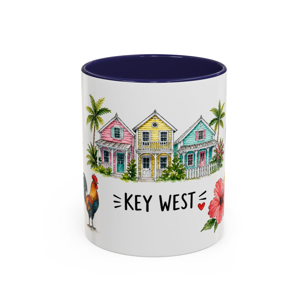 Key West Illustrated Travel Mug | City Souvenir Accent Coffee Mug | 11oz 15oz Ceramic Cup