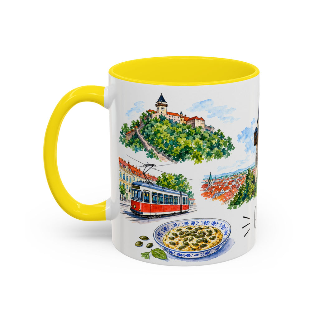 Graz Illustrated Travel Mug | City Souvenir Accent Coffee Mug | 11oz 15oz Ceramic Cup