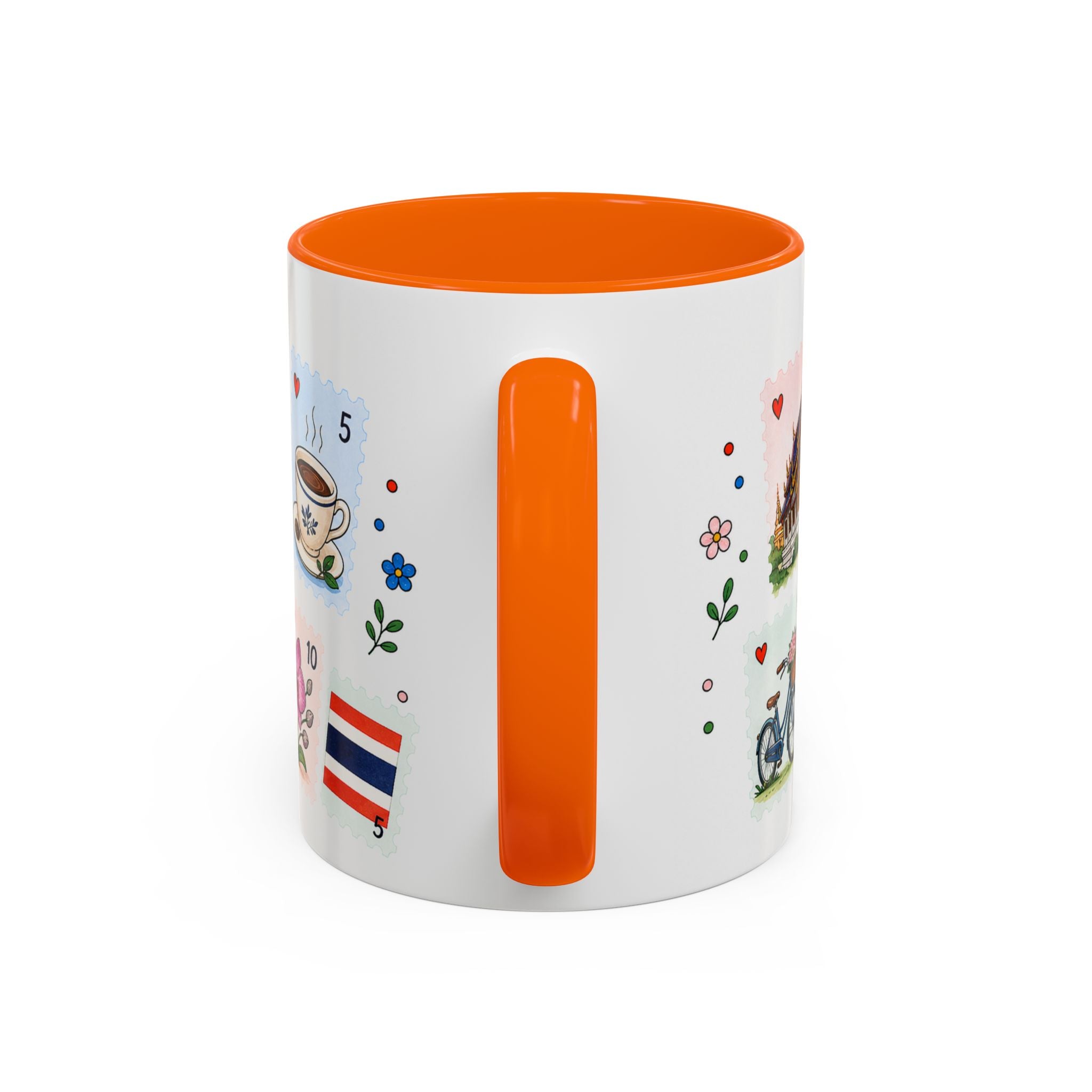 Chiang Mai Coffee Mug | Postage Stamp Collage Mug | Travel Souvenir Accent Cup 11oz 15oz
