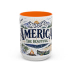 America the Beautiful Coffee Mug | Patriotic USA Gift | Accent Color Ceramic 11oz 15oz