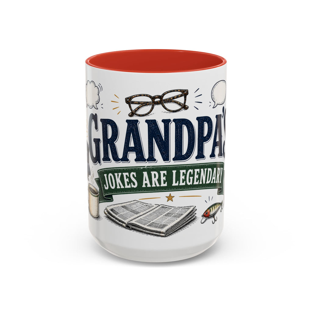 Grandpa's Jokes Are Legendary Coffee Mug | Funny Gift From Grandkids | Accent Ceramic 11oz 15oz