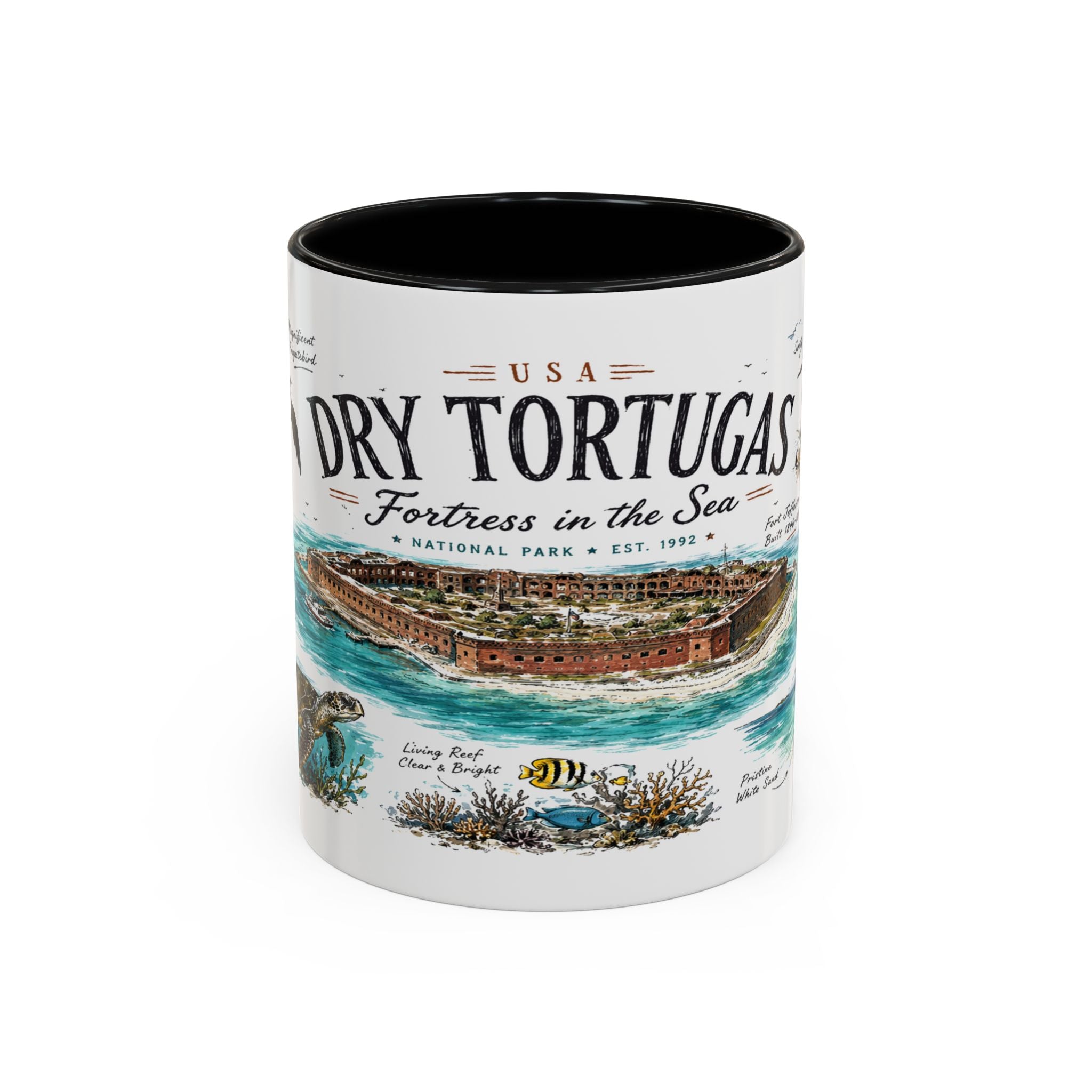 Dry Tortugas National Park Coffee Mug | Florida Island Fort Snorkeling Gift | Accent Color Ceramic 11oz 15oz