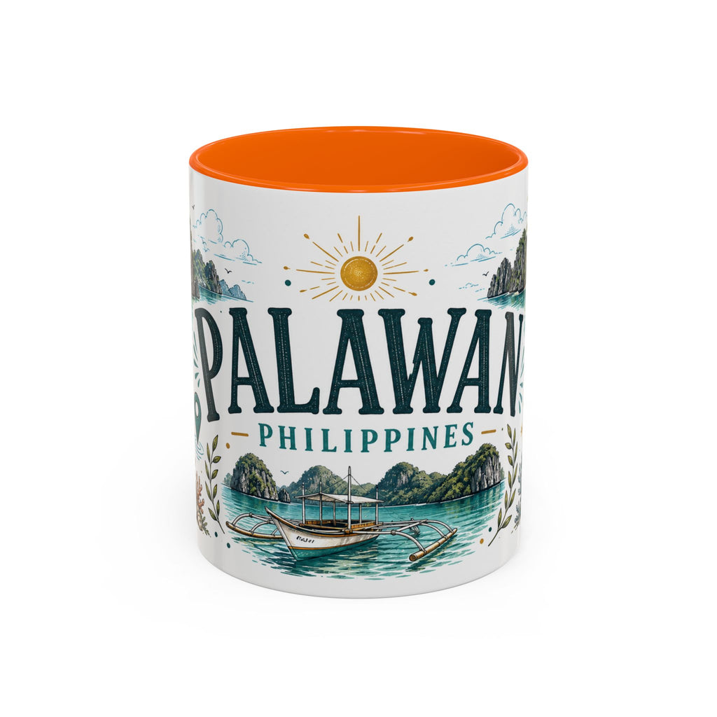 Palawan Coffee Mug | Travel Destination Souvenir Gift | Accent Color Ceramic 11oz 15oz
