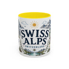 Swiss Alps Coffee Mug | Travel Destination Souvenir Gift | Accent Color Ceramic 11oz 15oz