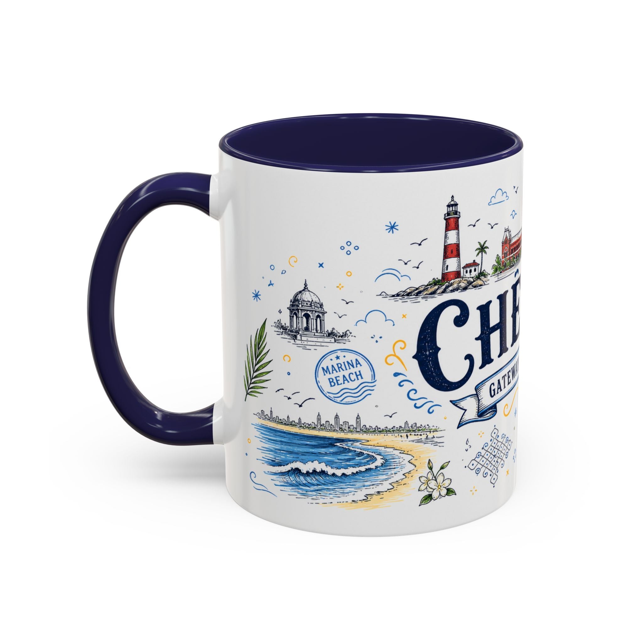 Chennai Coffee Mug | India Souvenir Travel Gift | Accent Color Ceramic 11oz 15oz