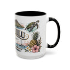 Honolulu Coffee Mug | United States Travel Souvenir | Vintage Illustrated City Gift | 11 oz 15 oz Accent Mug