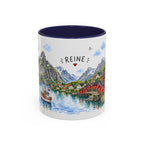 Reine Illustrated Travel Mug | Norway Souvenir Accent Coffee Mug | 11oz 15oz Ceramic Cup
