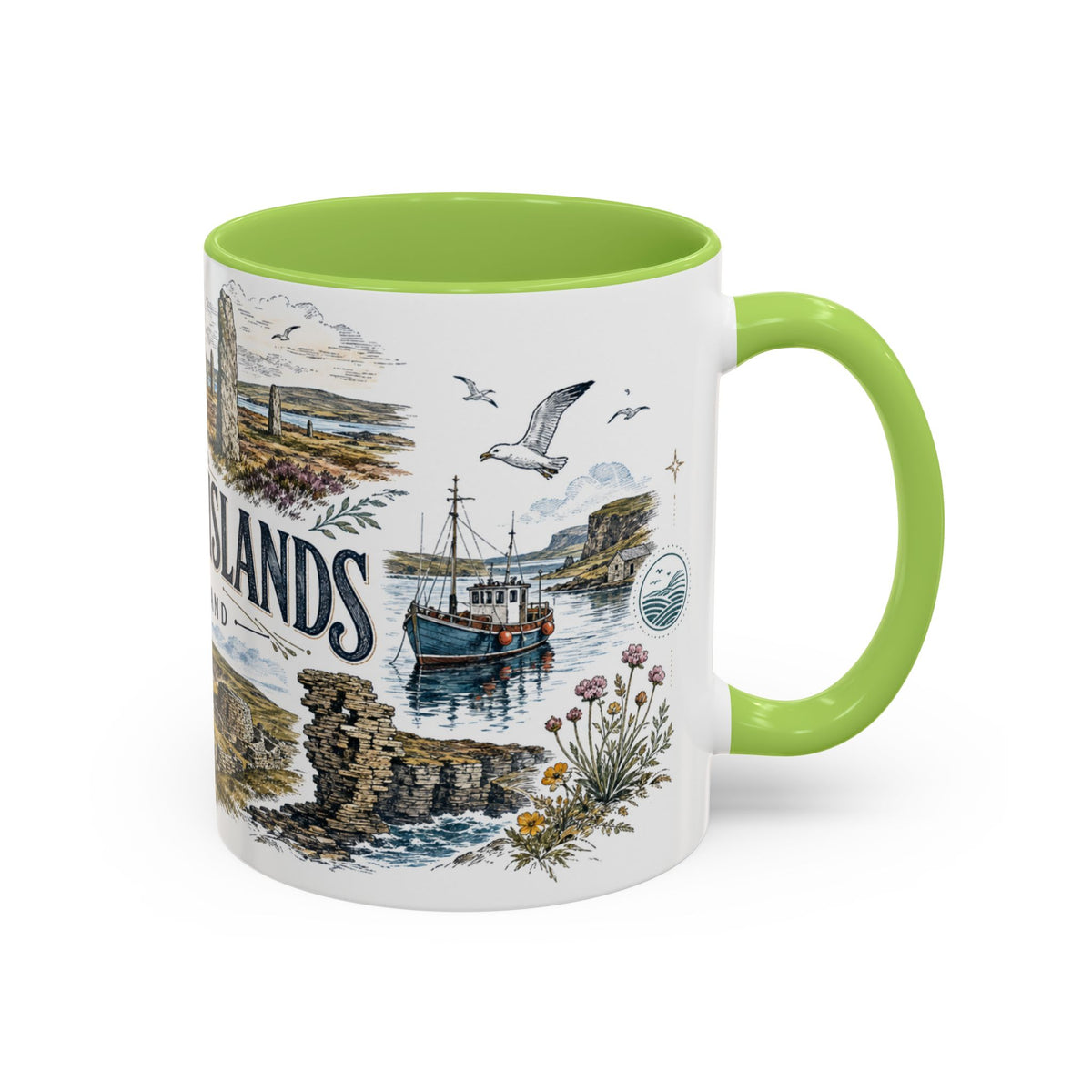 Orkney Islands Mug, Scotland Travel Souvenir, Bucket List Gift, Accent Ceramic Coffee Mug 11oz 15oz