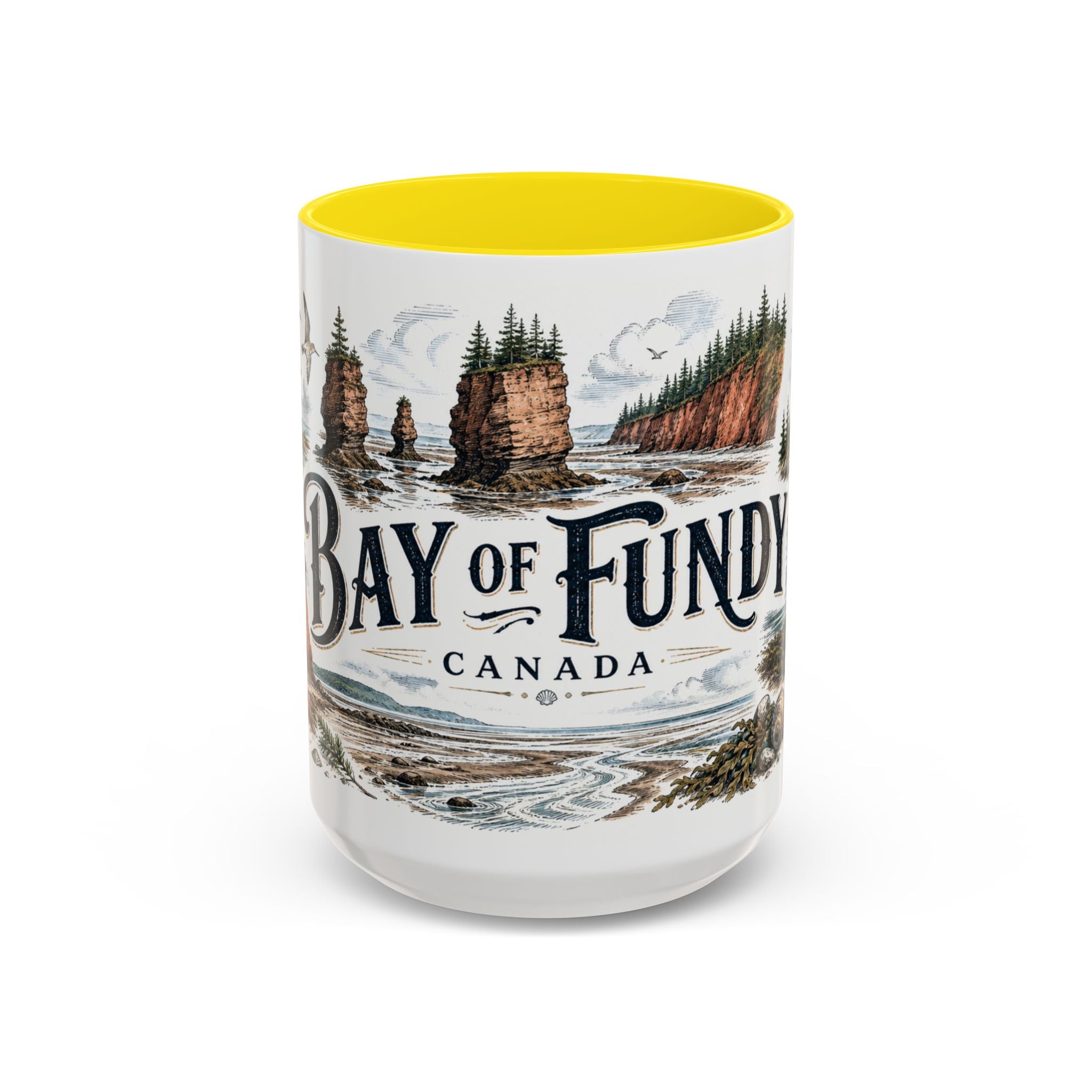 Bay of Fundy Mug, Canada Travel Souvenir, Bucket List Gift, Accent Ceramic Coffee Mug 11oz 15oz
