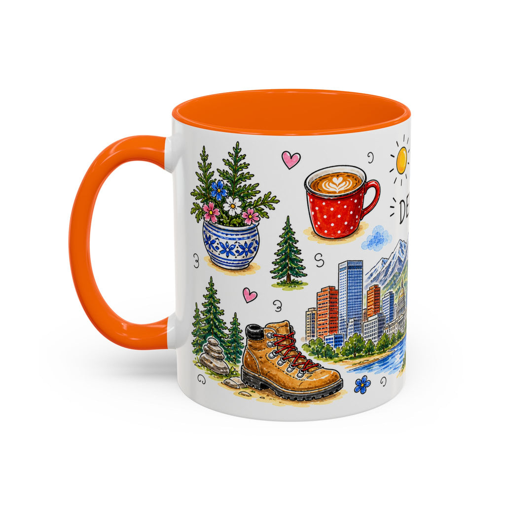 Denver Illustrated Travel Mug | City Souvenir Accent Coffee Mug | 11oz 15oz Ceramic Cup