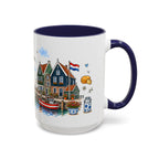 Volendam Illustrated Travel Mug | Netherlands Souvenir Accent Coffee Mug | 11oz 15oz Ceramic Cup