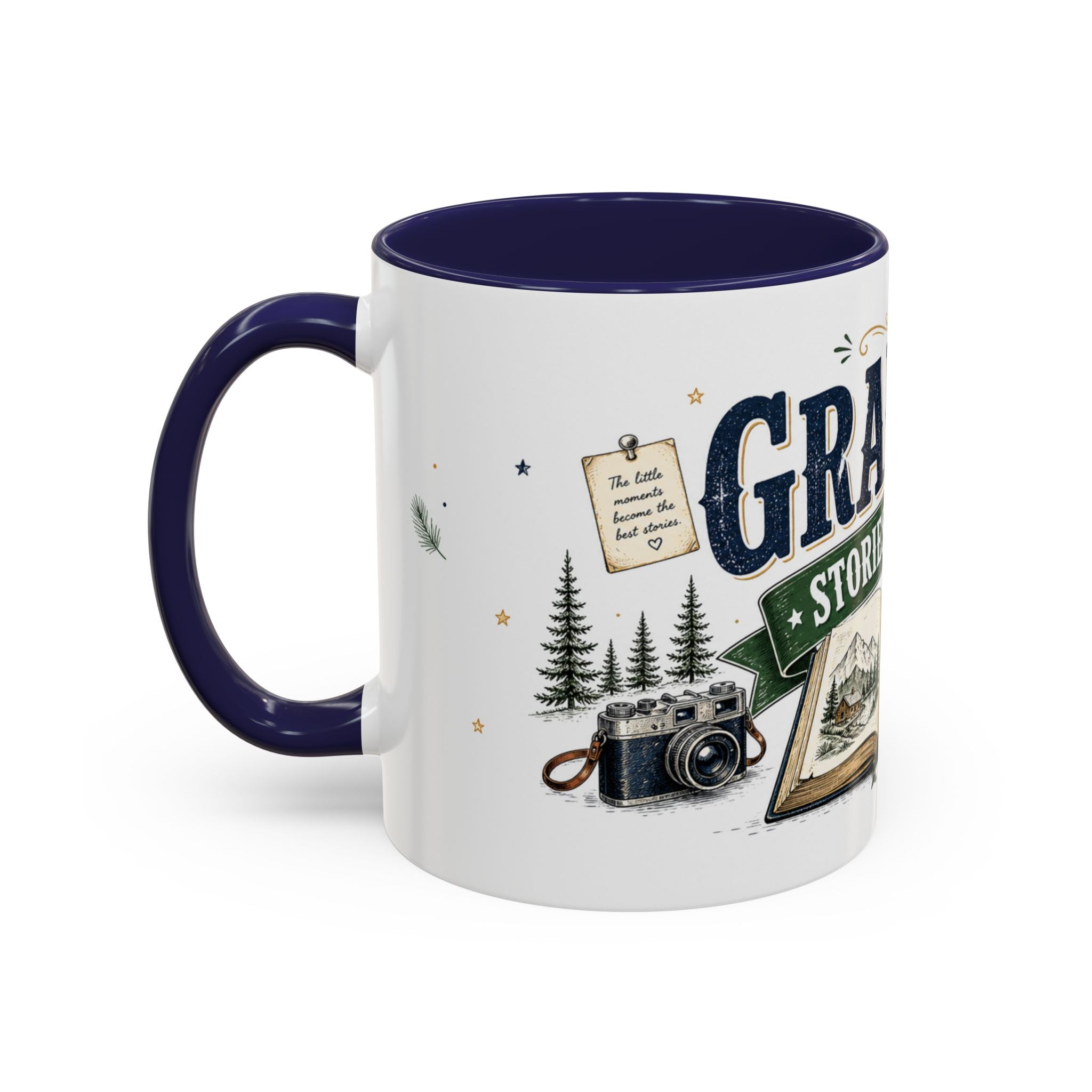 Grandpa's Stories Are The Best Coffee Mug | Gift From Grandkids | Accent Color Ceramic 11oz 15oz