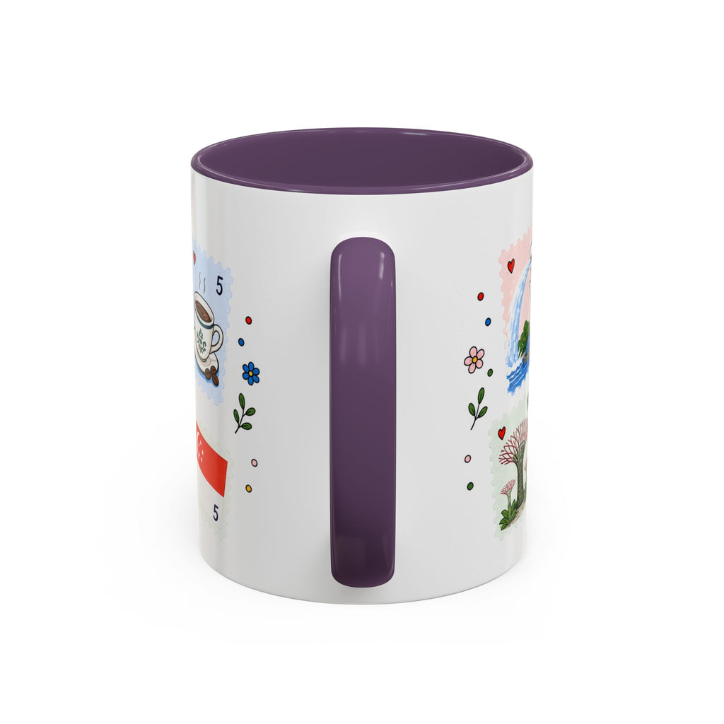 Singapore Coffee Mug | Postage Stamp Collage Mug | Travel Souvenir Accent Cup 11oz 15oz