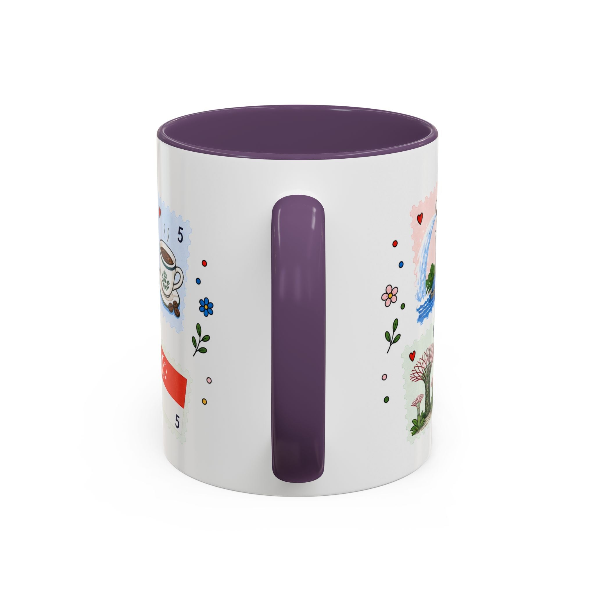 Singapore Coffee Mug | Postage Stamp Collage Mug | Travel Souvenir Accent Cup 11oz 15oz