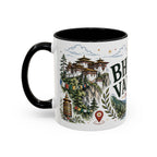Bhutan Valleys Coffee Mug | Travel Destination Souvenir Gift | Accent Color Ceramic 11oz 15oz