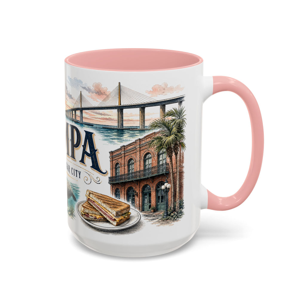 Tampa Coffee Mug | United States Travel Souvenir | Vintage Illustrated City Gift | 11 oz 15 oz Accent Mug