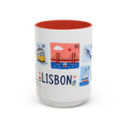 Lisbon Coffee Mug | Postage Stamp Collage Mug | Travel Souvenir Accent Cup 11oz 15oz