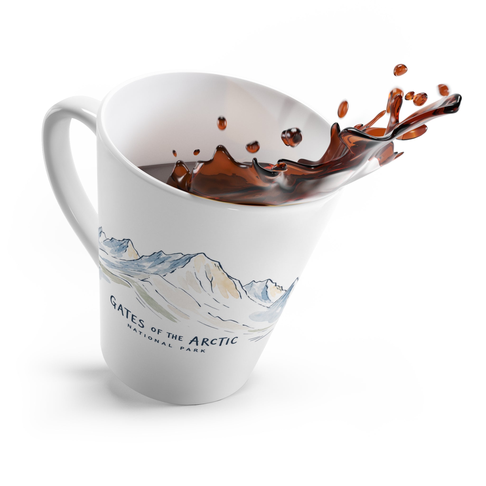 Gates of the Arctic National Park Latte Mug | Pastel Watercolor Nature Coffee Cup | 12 oz Travel Souvenir Gift