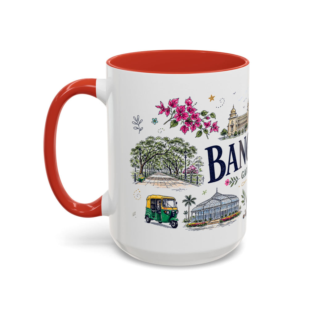 Bangalore Coffee Mug | India Souvenir Travel Gift | Accent Color Ceramic 11oz 15oz