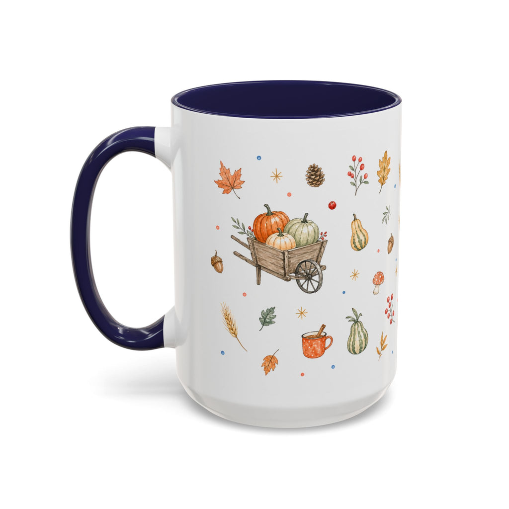 Thanksgiving Mug | Country Harvest Watercolor Gift | Pumpkin Scarecrow Accent Cup 11oz 15oz