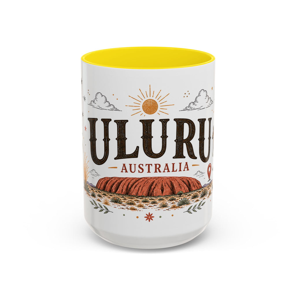 Uluru Coffee Mug | Travel Destination Souvenir Gift | Accent Color Ceramic 11oz 15oz