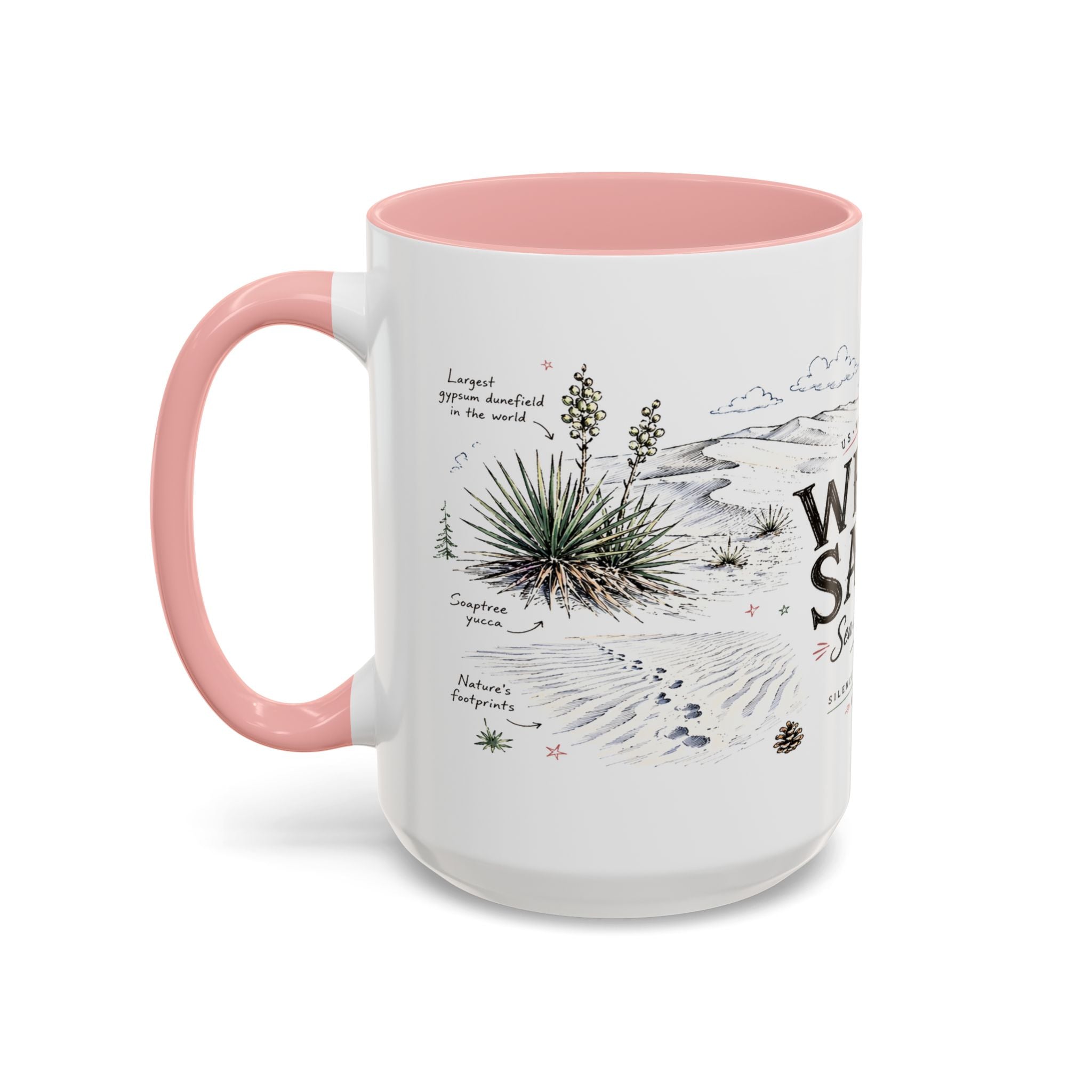 White Sands National Park Coffee Mug | New Mexico Desert Sand Dunes Gift | Accent Color Ceramic 11oz 15oz