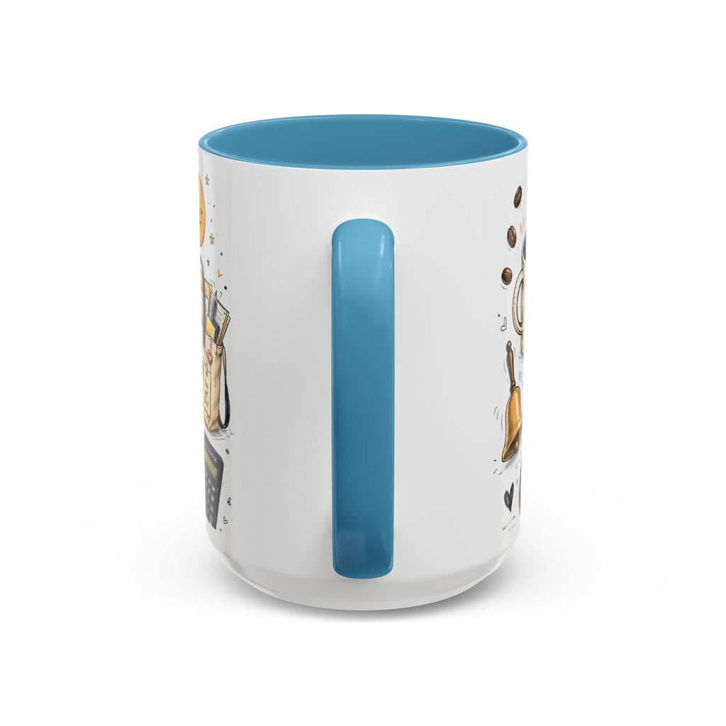 Teacher Fuel Coffee Mug | Powered by Coffee and Wine Funny Gift | Accent Color Ceramic 11oz 15oz