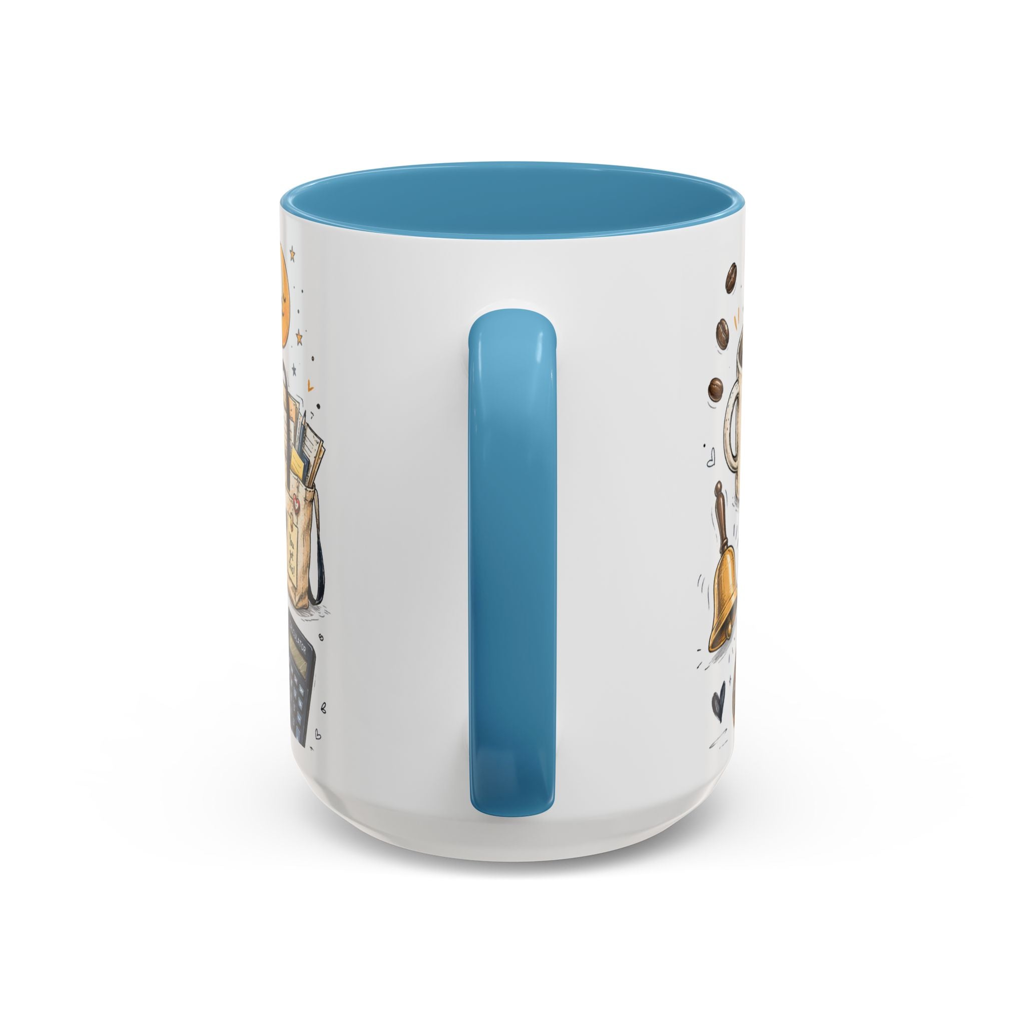 Teacher Fuel Coffee Mug | Powered by Coffee and Wine Funny Gift | Accent Color Ceramic 11oz 15oz
