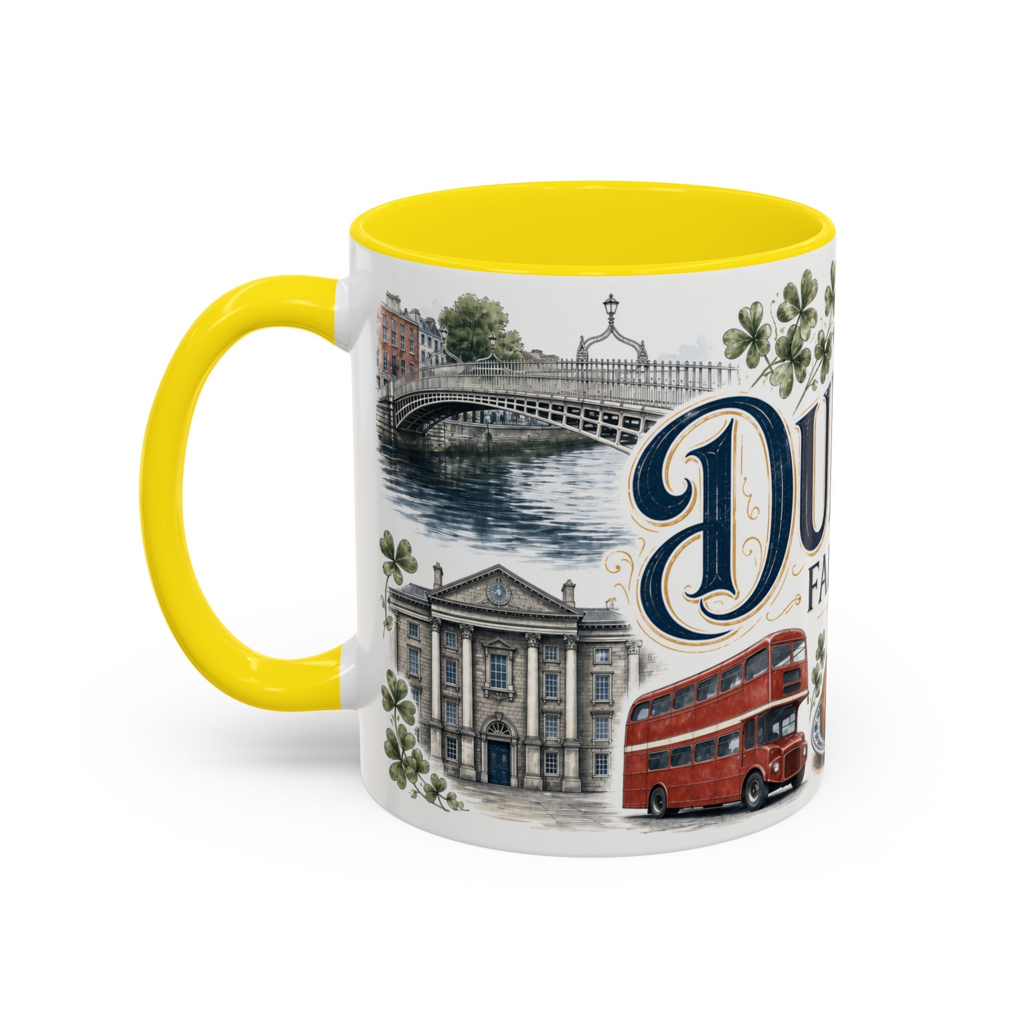 Dublin Coffee Mug | Ireland Travel Souvenir | Vintage Illustrated City Gift | 11 oz 15 oz Accent Mug