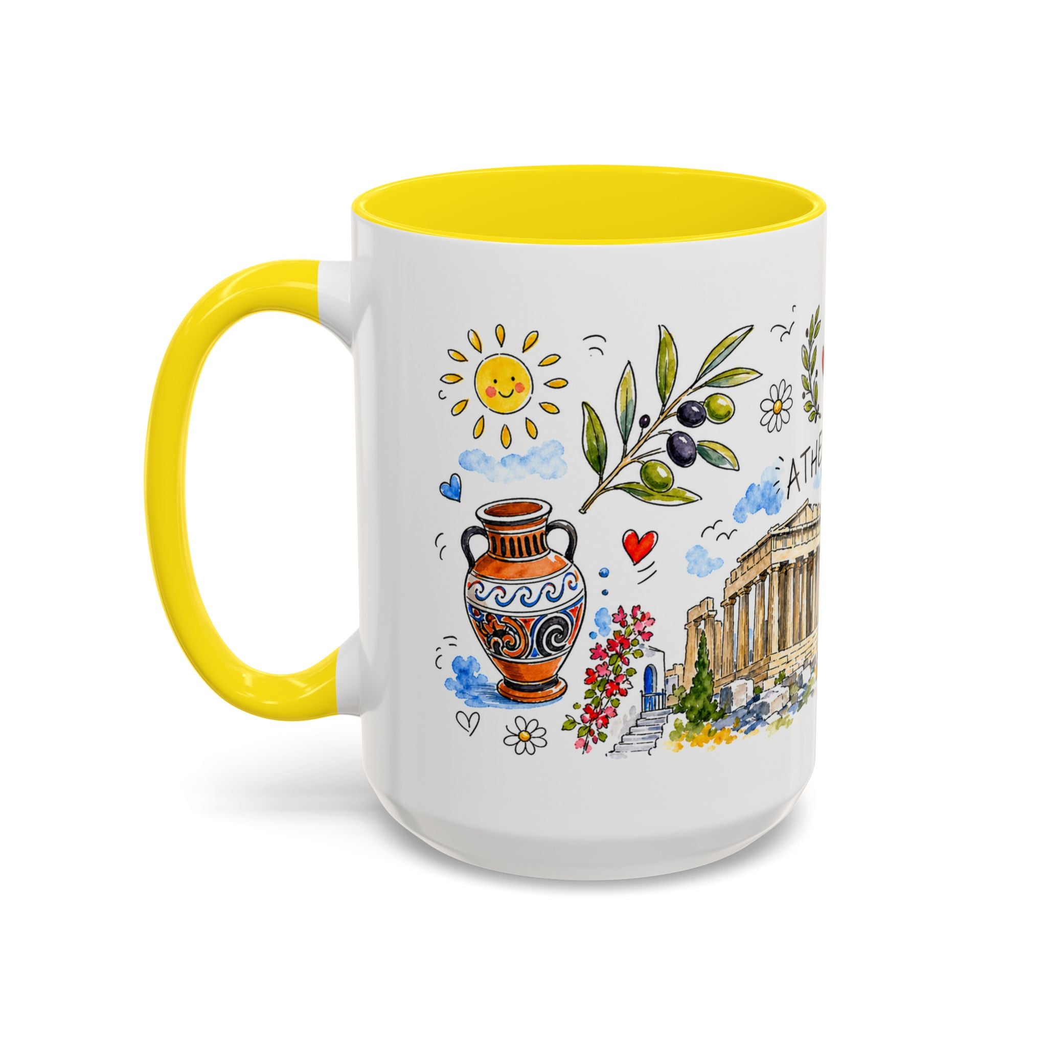 Athens Travel Mug | European City Souvenir Accent Coffee Mug | 11oz 15oz Ceramic Cup