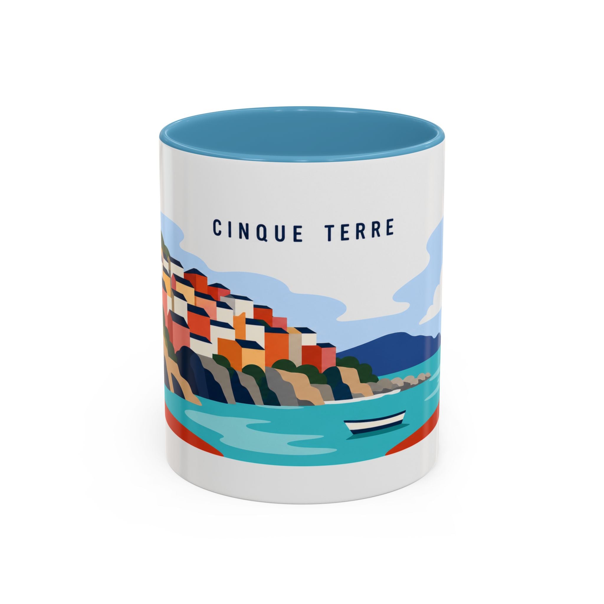 Cinque Terre Coffee Mug | Travel Destination Souvenir Gift | Accent Color Ceramic 11oz 15oz