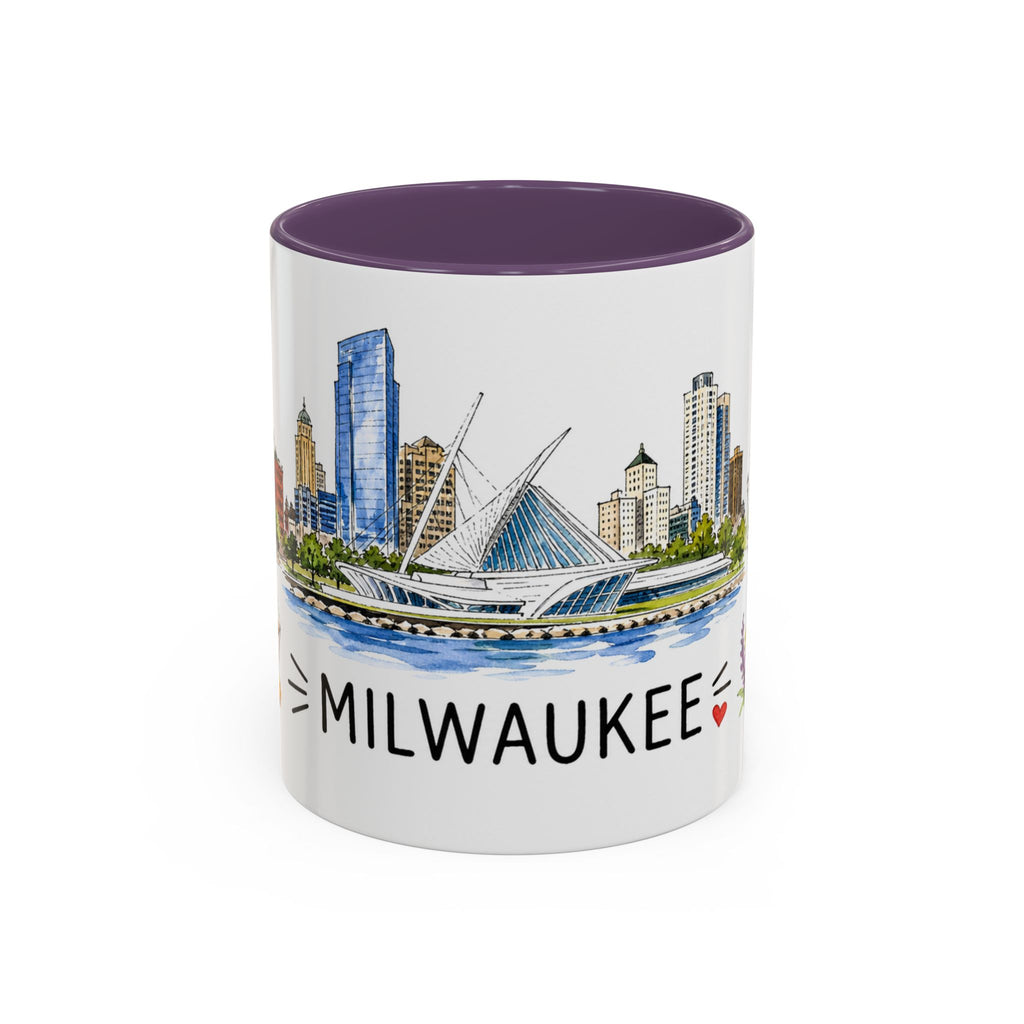 Milwaukee Illustrated Travel Mug | City Souvenir Accent Coffee Mug | 11oz 15oz Ceramic Cup