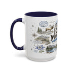 Rocky Mountain Coffee Mug | National Park Hiking Camping Gift | Accent Color Ceramic 11oz 15oz