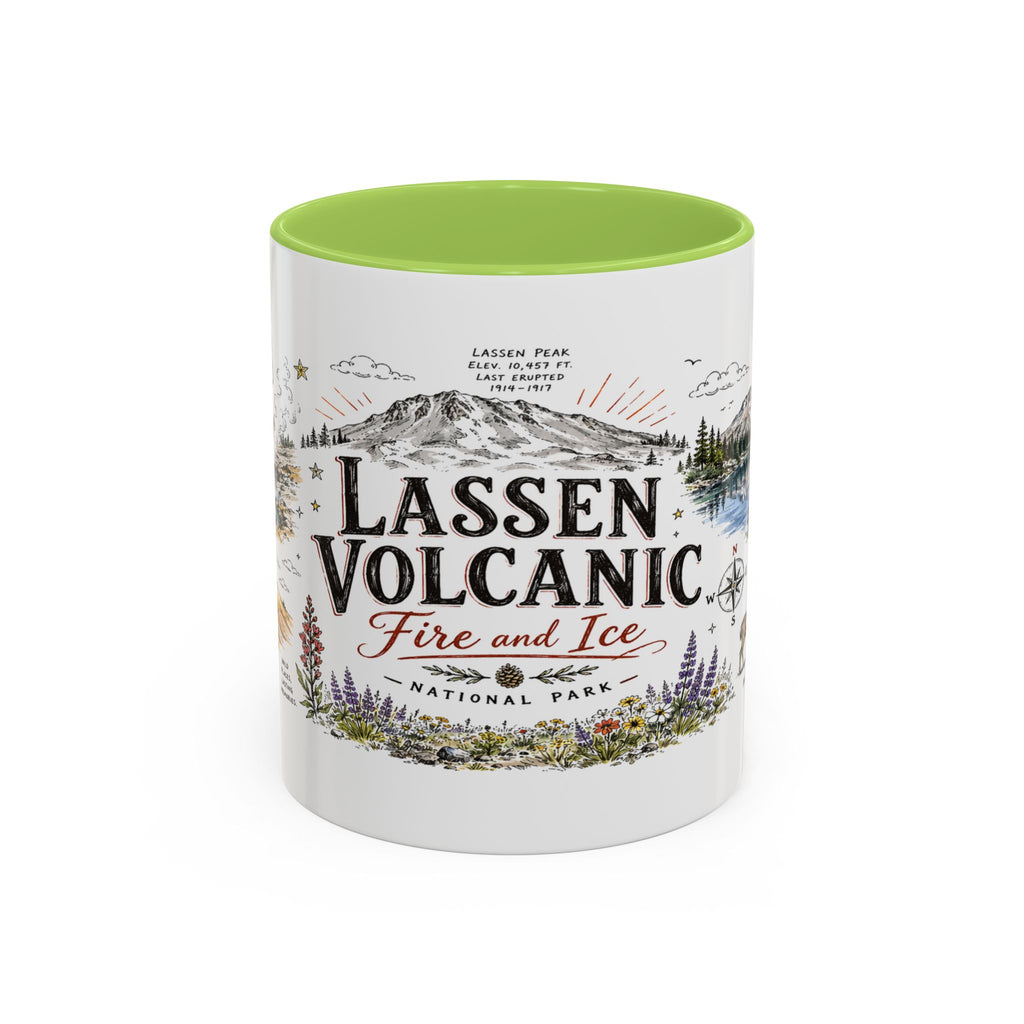 Lassen Volcanic National Park Coffee Mug | California Volcano Geothermal Hiking Gift | Accent Color Ceramic 11oz 15oz
